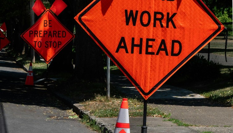 "Road Work Ahead" sign